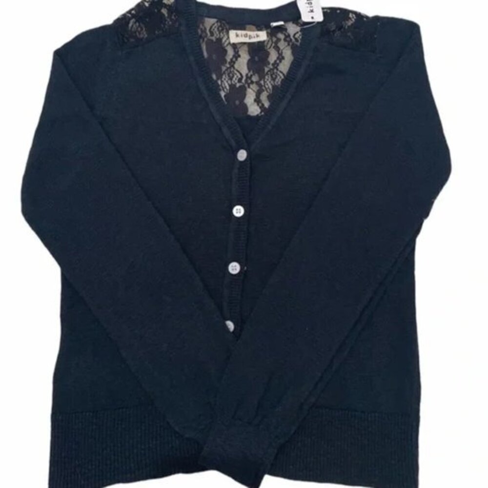 Kidpik Girls Ribbed Long Sleeve Top in Black. M - Picture 1 of 10